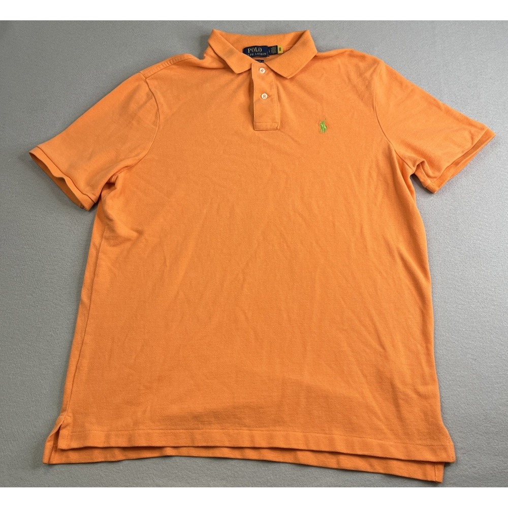 Polo Ralph Lauren Men's Large Polo Shirt Orange Short Sleeve Classic Fit